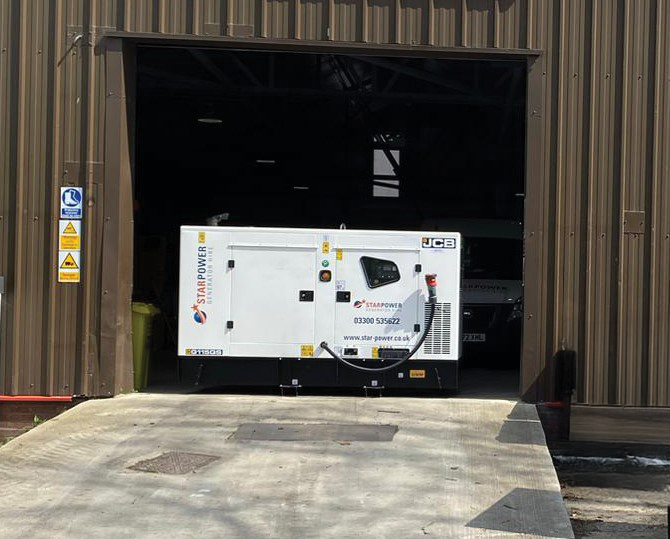 A 100 KVA Generator in a warehouse from Star Power