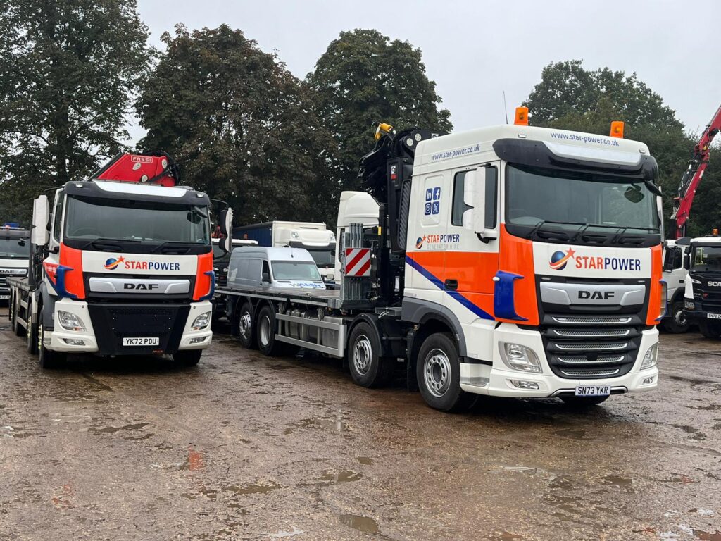 A picture of two Star Power lorries
