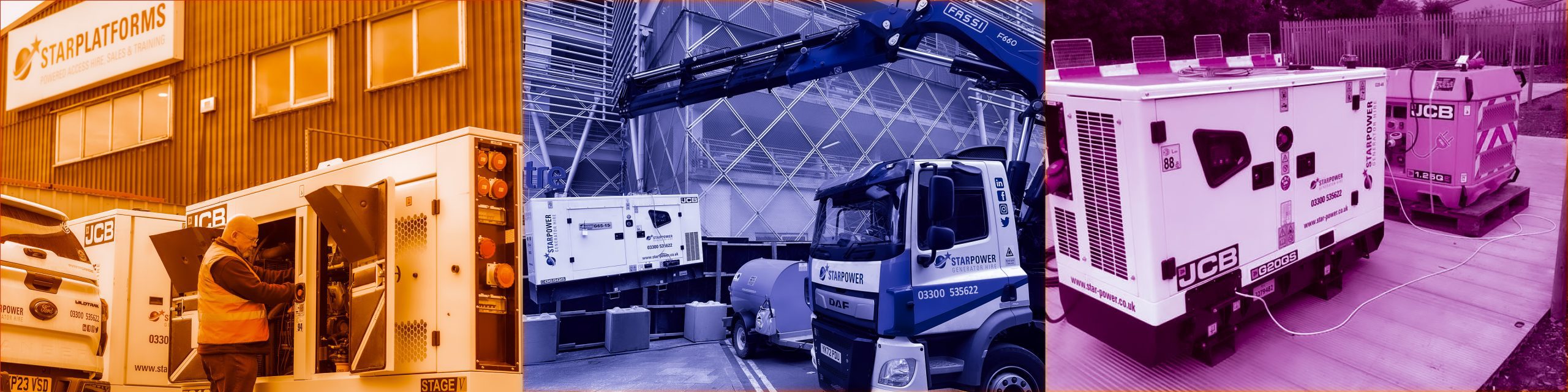 Star Power website header showing generators for hire.