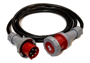63A 3PH (5‑Pin) 25m Cable – Plug & Socket (IP67)