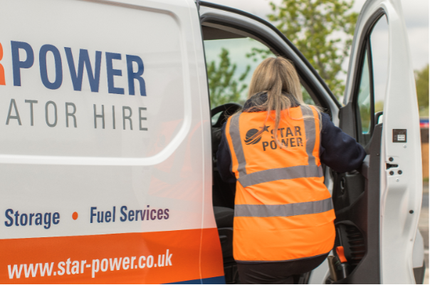 female driver in StarPower van